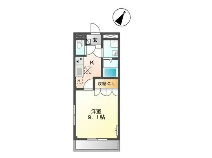 サンハイツ池浦D(1K/1階)の間取り写真