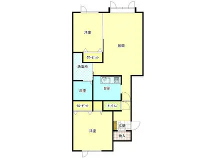 ラルジュC(2LDK/2階)の間取り写真