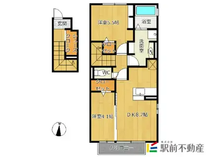 フィールドインビレッジ本庄(2DK/2階)の間取り写真