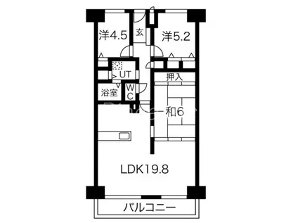 ファミールハイツ北大阪 1号棟(3LDK/1階)の間取り写真