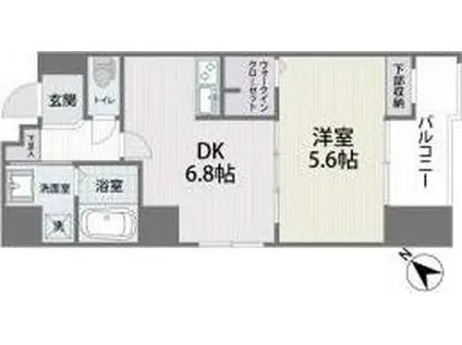 舞鶴II(1DK/2階)の間取り写真