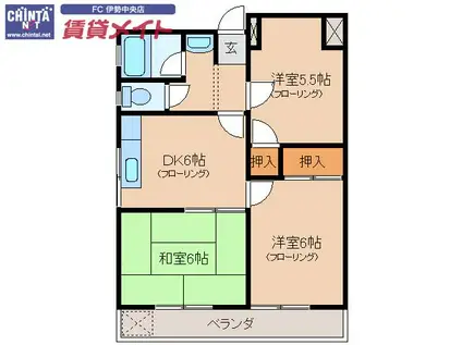 富士マンション(3DK/4階)の間取り写真