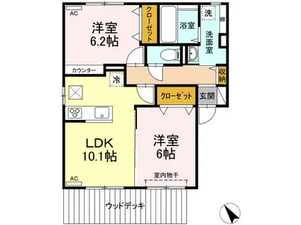 セジュールAMANO(2LDK/1階)の間取り写真