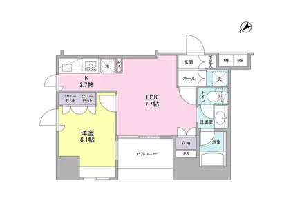 コンフォリア池袋DEUX(1LDK/6階)の間取り写真