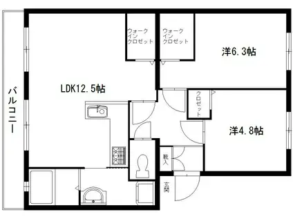 コーポラス高陽台(2LDK/1階)の間取り写真