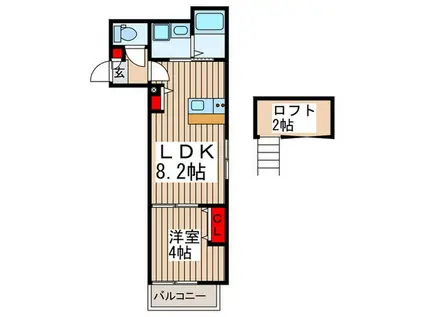 エテルナ谷塚(1LDK/3階)の間取り写真