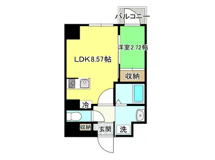 APPLE原町(1LDK/5階)の間取り写真