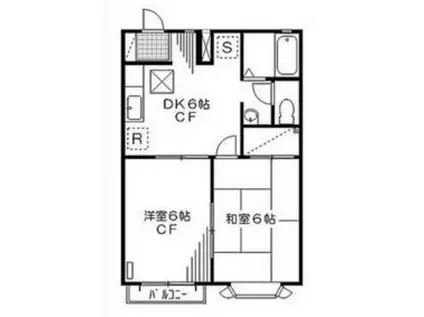 エステート北原A棟(2DK/1階)の間取り写真