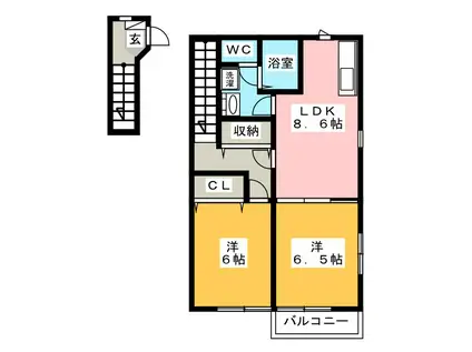 メゾンラフレシール(2LDK/2階)の間取り写真