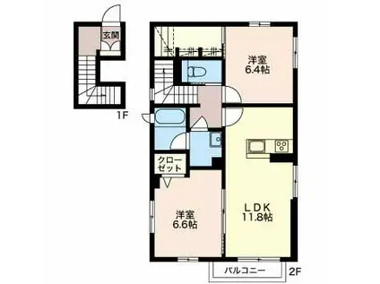 シャーメゾンYAMA(2LDK/2階)の間取り写真