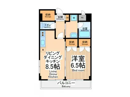 トラットリアケーアンドエム(1LDK/4階)の間取り写真
