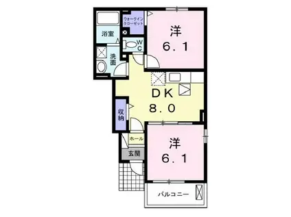 バレンシアB(2DK/1階)の間取り写真