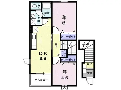 サンライトヒルズ弐番館(2DK/2階)の間取り写真