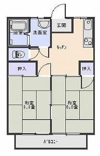 メゾンシバタ(2DK/2階)の間取り写真