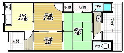 河原コーポ(3DK/2階)の間取り写真