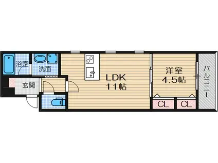 ラ・メゾン・シュ・シュ(1LDK/3階)の間取り写真