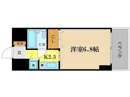 ライオンズシティ難波南第2(1K/6階)の間取り写真