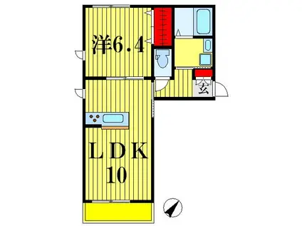 スカイブランドール(1LDK/2階)の間取り写真