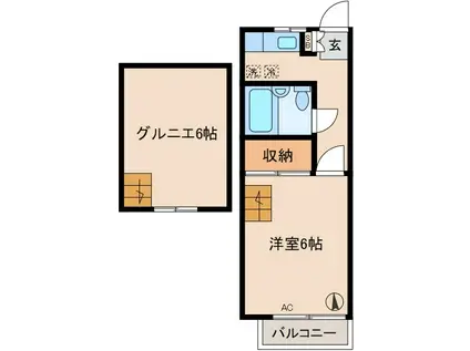 アゼリア五番館(1K/2階)の間取り写真