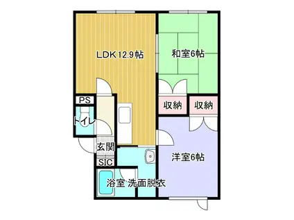 ともえハイツ(2LDK/2階)の間取り写真