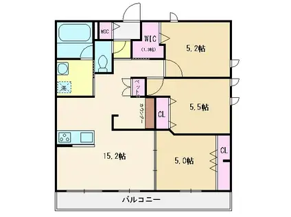 REGALO NATSUME(3LDK/4階)の間取り写真