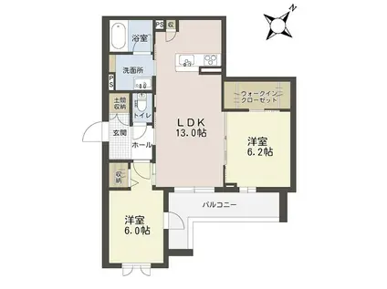 ル・ソレイユ・ルヴァン(2LDK/2階)の間取り写真