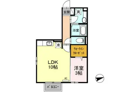 セジュールモナリエA棟(1LDK/2階)の間取り写真