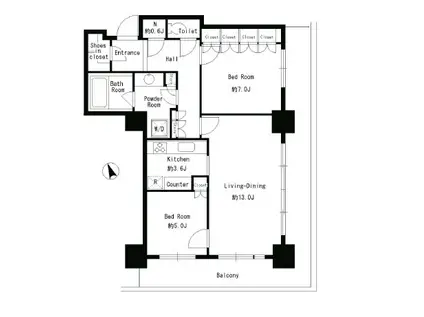 パークタワー芝浦ベイワード アーバンW(2SLDK/17階)の間取り写真