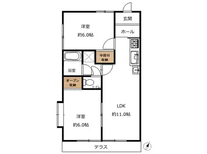 ビラコスモス(2LDK/1階)の間取り写真