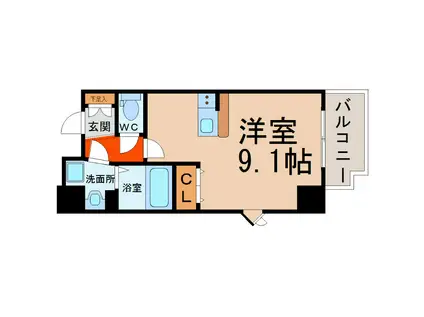 パルティール鶴舞(ワンルーム/8階)の間取り写真