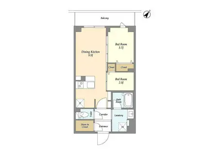 KDXレジデンス田園調布南(2DK/4階)の間取り写真