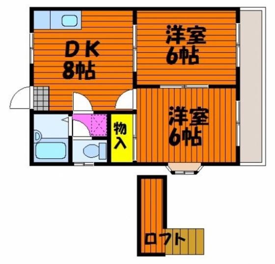 プラジール東岡山(2DK/1階)の間取り写真