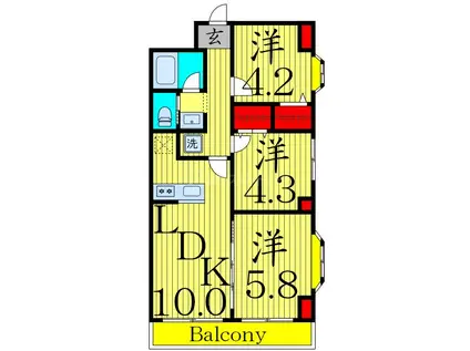 エレガンス綾瀬4(3LDK/3階)の間取り写真