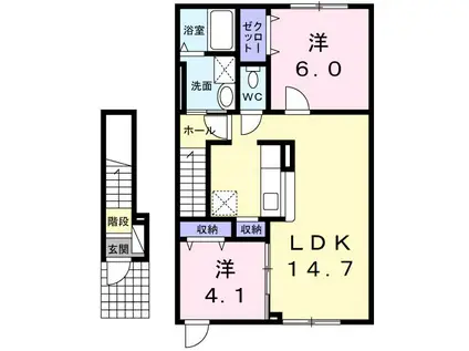 ヴィオラ(2LDK/2階)の間取り写真