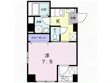 ヴェルデセゾン(1K/4階)の間取り写真