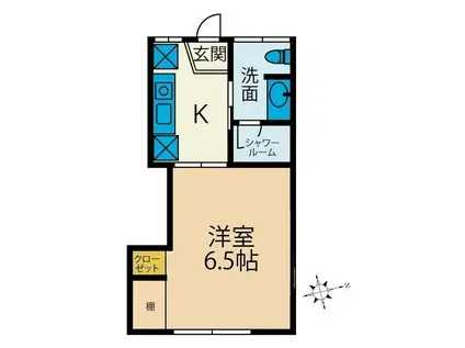 東海ヒルズ(1K/1階)の間取り写真