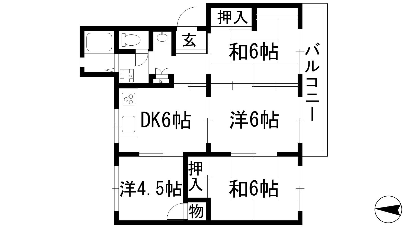 阪急宝塚線 川西能勢口駅 バス乗車時間:18分 最寄りバス停で下車 徒歩3分 5階建 築52年(4DK/3階)の間取り写真