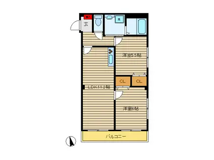 メゾンヴェルテ(2LDK/2階)の間取り写真