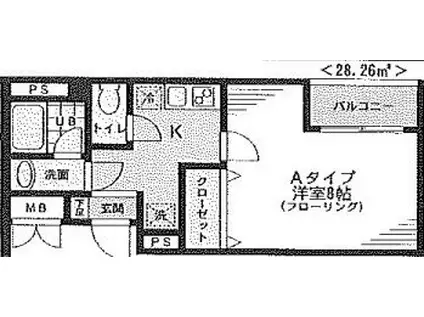 NIHAN(1K/8階)の間取り写真