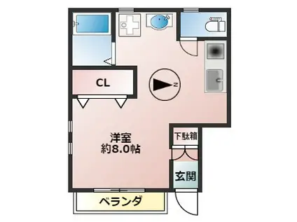 ノースブリッジ(ワンルーム/1階)の間取り写真