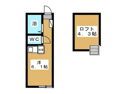 エスペランサ東白楽(ワンルーム/2階)の間取り写真