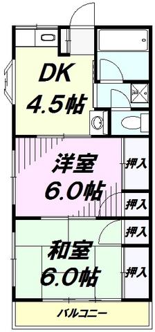 斉藤ハイツ(2DK/2階)の間取り写真