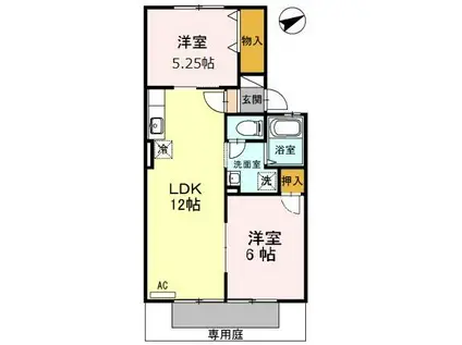 グランメゾン・I A棟(2LDK/1階)の間取り写真