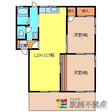 レーベンハイツF(2LDK/1階)の間取り写真