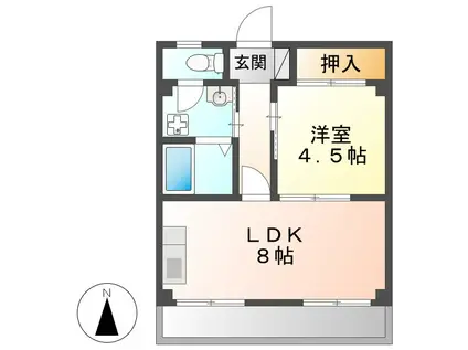 上名古屋マンション(1LDK/4階)の間取り写真