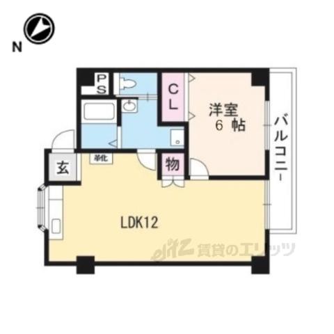 開花エレガンス(1LDK/2階)の間取り写真