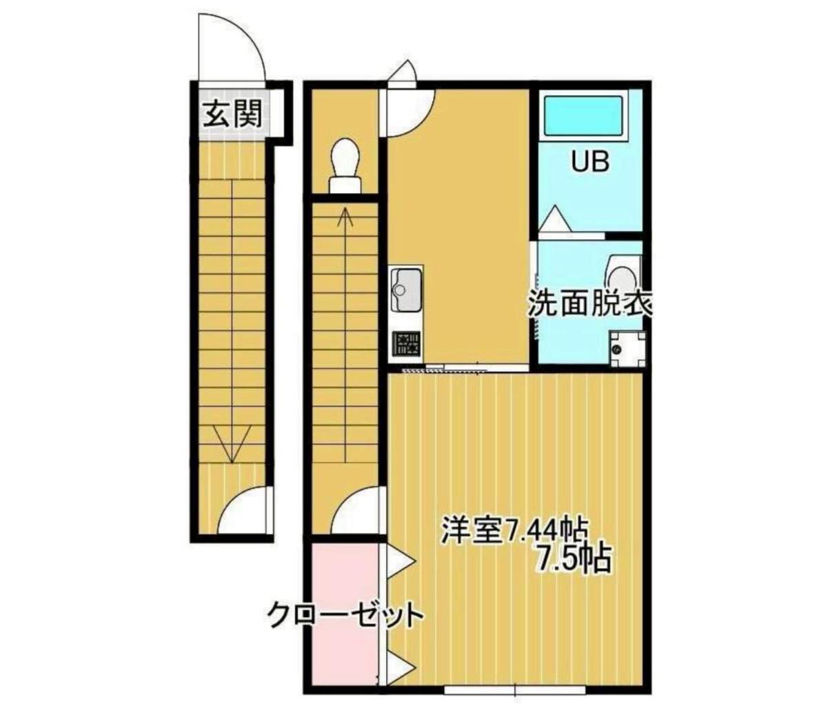 MALLOW B(1K/2階)の間取り写真