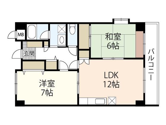 パークリバー東白島(2LDK/7階)の間取り写真