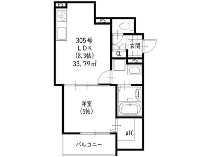 ラモーナ鶴橋(1LDK/3階)の間取り写真