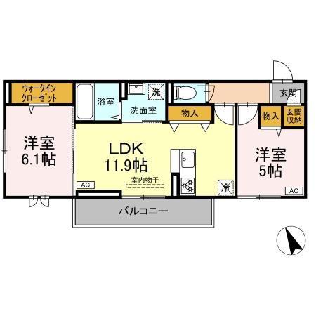 D-ROOM YT(2LDK/2階)の間取り写真